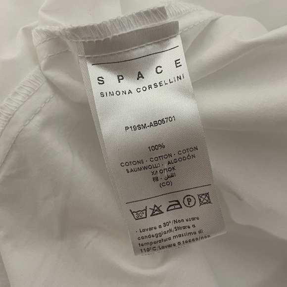 Space Simona Corsellini White Puff Sleeve V-Neck Dress Size 8 - Picture 8 of 11